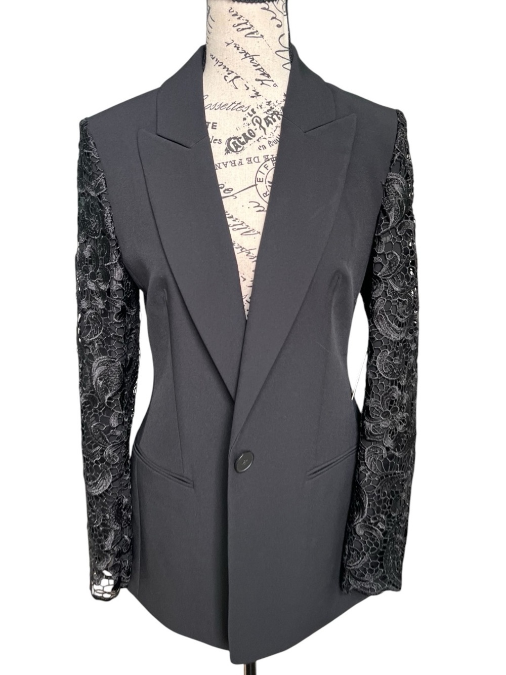 Express Black Blazer with Lace Sleeves